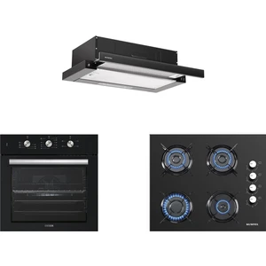 Siyah Aspiratörlü Kristal Ankastre Set (B66 - SF2 (MT) + KO-40TAHDF + DS6-905S)