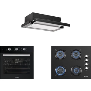Siyah Aspiratörlü Kristal Plus Ankastre Set (B66-SF2(MT) + KO-40TAHDF + DS6-905S)