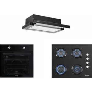 Siyah Aspiratörlü Home Ankastre Set (B66-S2 + KO-40TAHDF + DS6-905S)