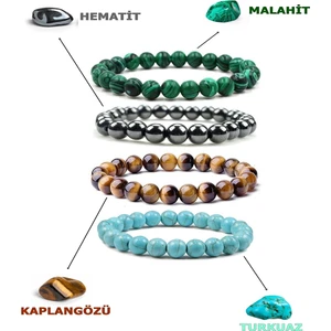 Sertifikalı   Doğaltaş Bileklik 4'lü Set