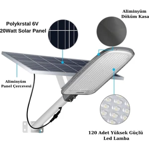 FL-3168 200WATT Güneş Enerjili Solar Sokak ve Bahçe Lambası