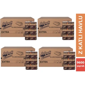 Extra Z Katlama Dispenser Havlu 200'LÜ 48 Paket 21.5 x 24 cm 4 Koli