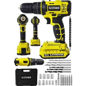 Alman 58 V 5 Ah Darbeli Lityum Çift Akülü Sjs Metal Şanzıman Şarjlı Vidalama Matkap 24 Pcs Set