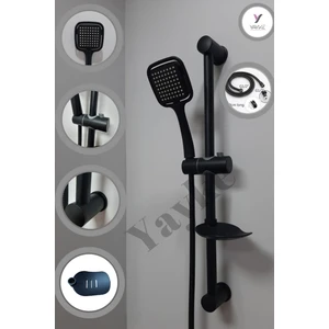 Mat Siyah Kardelen Sürgülü Duş Seti Banyo Duş Takımı