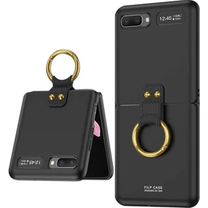 Galaxy Z Flip Kılıf Flip Ring Kıpta Kapak - Siyah