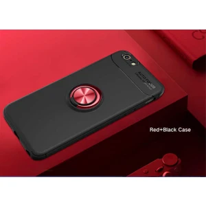Apple iPhone 6 Kılıf Yüzüklü Silikon Range - Siyah-Kırmızı