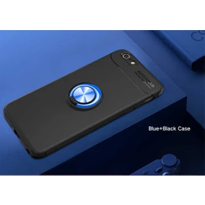 Apple iPhone 7 Kılıf Yüzüklü Silikon Range - Siyah-Mavi