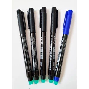 Leely Asetat Cam CD - DVD Kalemi Multimark Permanent Marker M Uç - 4 Siyah 1 Mavi