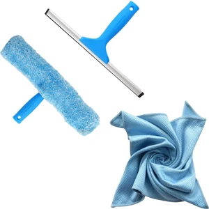 Oliva Nero Metal Başlıklı Cam Çek Çek Camsil 25 cm + 25 cm Peluş ve Aparatı + 50x50 cm Mikrofiber Cam Bezi