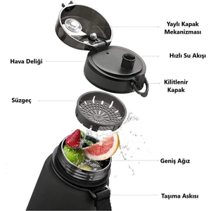 Tritan Su Matarası 1000ML VGN3038 Siyah-Beyaz