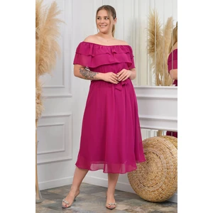 Neşeli Butik Kadın Madonna Yaka Büyük Beden Şifon Elbise NB8061