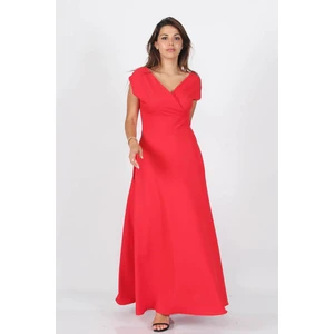 Neşeli Butik Kadın Omuz Detaylı Kayık Yaka Uzun Abiye Elbise NB8076