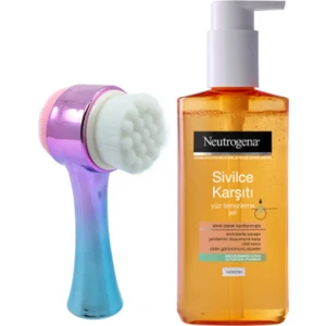 Fluweel Turkuaz Cilt Temizleme Fırçası ve Neutrogena Yüz Temizleme Jl
