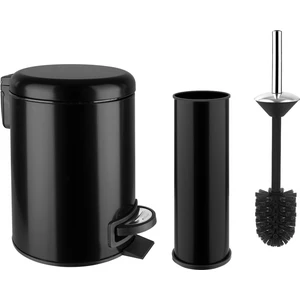 Elit Ikili Banyo Seti - Siyah ( 3lt Çöp Kovası + Tuvalet Fırçası )