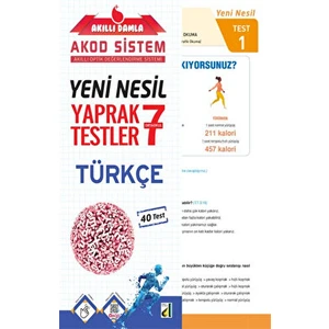 Damla Yayınevi Akıllı  Türkçe Yeni Nesil Yaprak Testler - 7. Sınıf