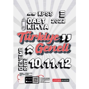 Pegem Akademi Yayıncılık 2022 KPSS ÖABT Kimya 10-11-12 Türkiye Geneli (3'lü Deneme)