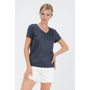 Lacivert Kadın V Yaka T-Shirt Tişört