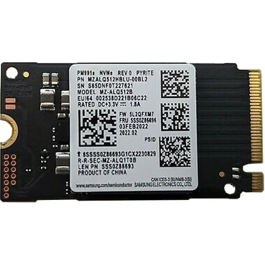 内蔵型SSD Samsung MZALQ512HBLU-00BL2 512GB SSD Samsung PM991A MZALQ512HBLU-00BL2 512GB 2 Nvme SSD Fiyatı