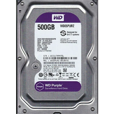 Wd Purple 05PURZ 500 GB 3.5" 5400 Rpm HDD Güvenlik Diski Western Digital 500GB