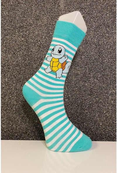 Be More Unisex Kaplumbaga Desenli Çizgili Eğlenceli Çorap