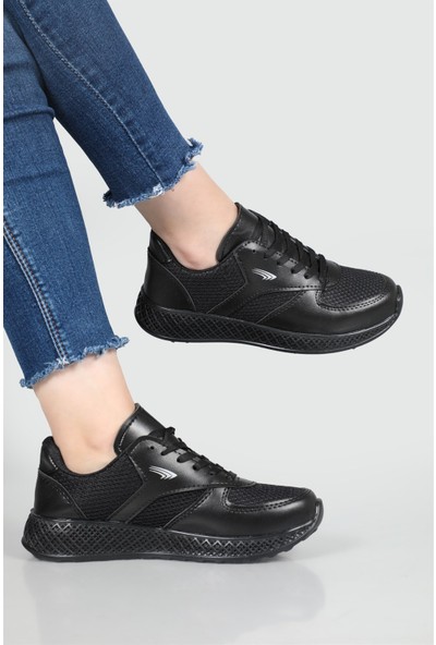 Beınsteps Nefes Alır Günlük Rahat Koşu Yürüyüş Siyah Siyah Anoraklı Unisex Spor Ayakkabı E-10