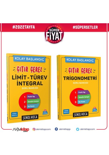 Limit Türev İntegral ve Trigonometri Soru Bankası Seti 2 Kitap