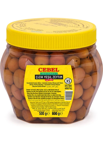 Yeşil Zeytin Çizik  Xs 321-350 Kalibre 500 gr Pet