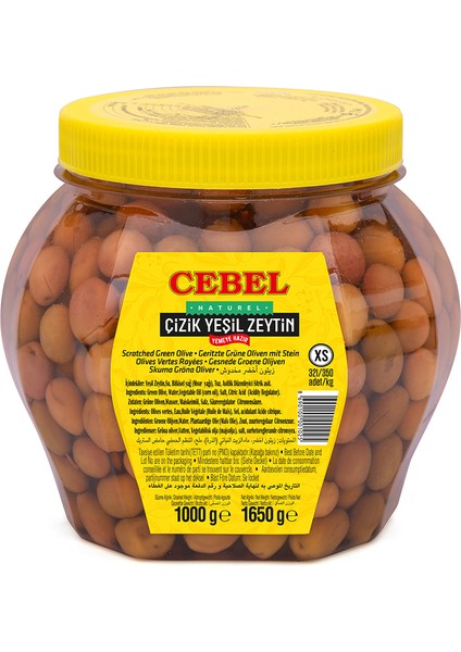 Yeşil Zeytin Çizik   Xs 321-350 Kalibre 1000 gr Pet