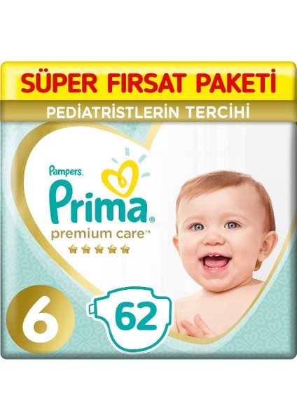 Premium Care 6 Beden Bebek Bezi 62'li