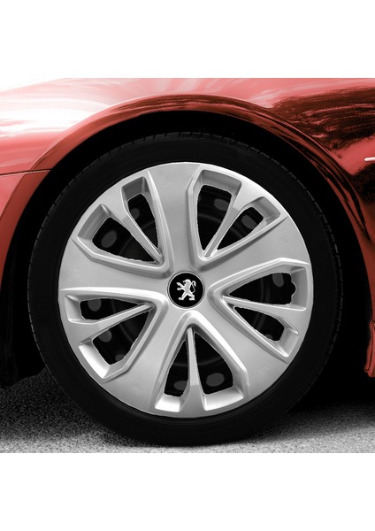 Peugeot 15 Inç Jant Kapağı Amblemli Gri 4 Adet 1 Takım 138