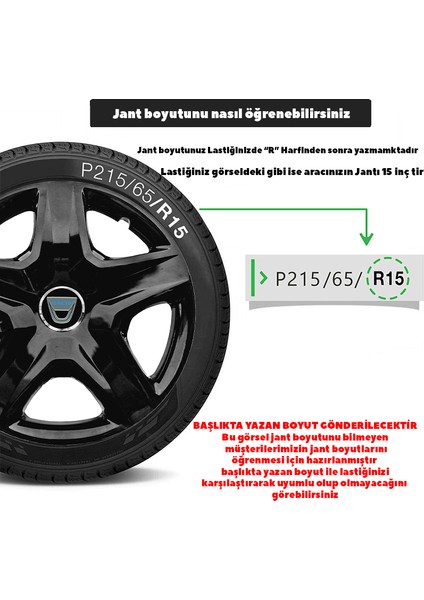 Dacia 16 Inç Jant Kapağı Amblemli Piano Black 4 Adet 1 Takım 203 fırsatları