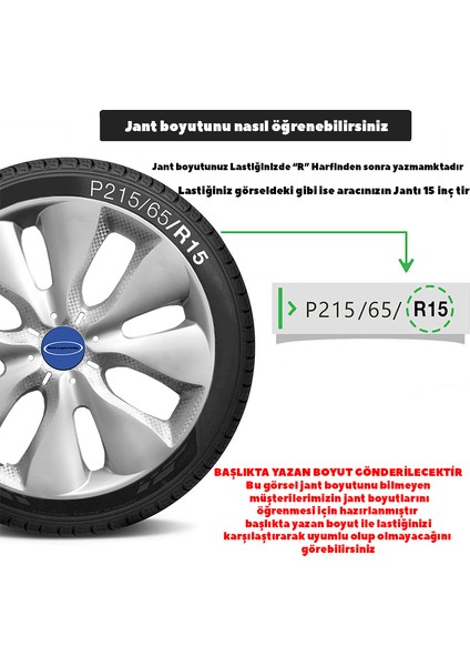 Ford Connect 15 Inç Jant Kapağı Amblemli Gri 4'lü Takım 133