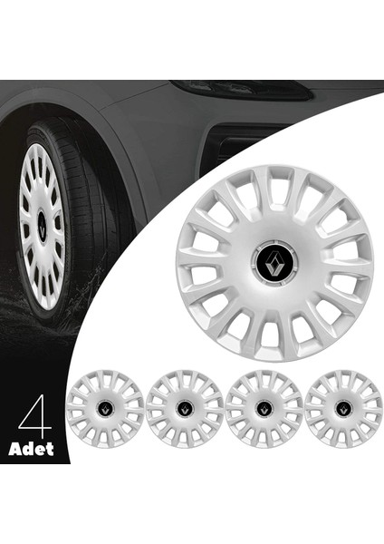 Renault Clio Iı 14 Inç Uyumlu Jant Kapağı Amblemli Gri 4'lü Takım 144 modelleri