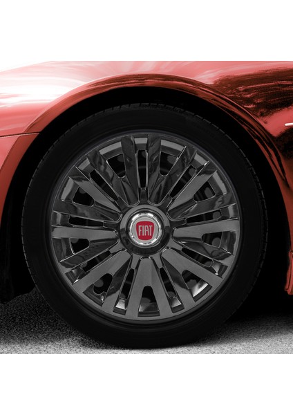 Fiat Marea 15 Inç Uyumlu Jant Kapağı Amblemli Piano Black 4'lü Takım 209
