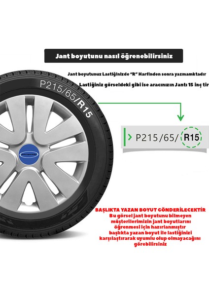 Ford Festiva 13 Inç Uyumlu Jant Kapağı Amblemli Gri 4'lü Takım 104