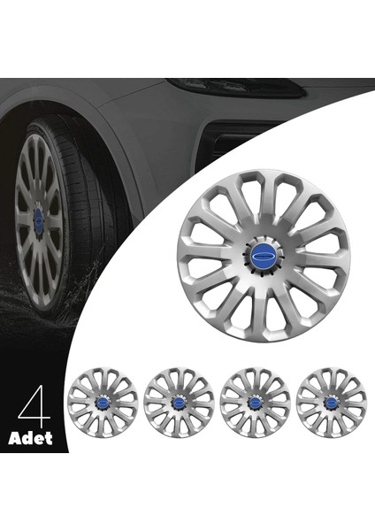 Ford Connect 15 Inç Jant Kapağı Amblemli Gri 4'lü Set 121