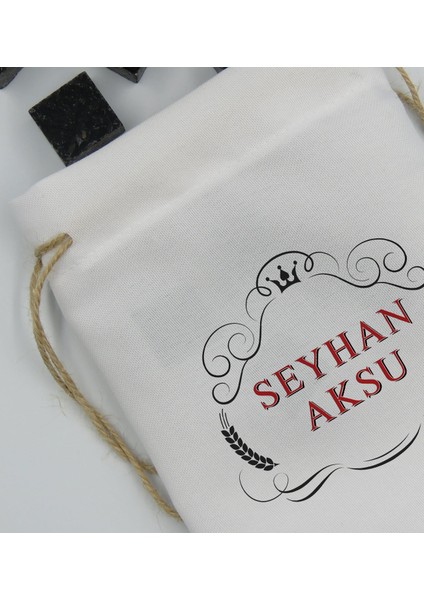 Gift Kişiye Özel Isimli Özel Kesesinde 12’li Doğal Granit Viski Soğutma Taşı Seti - Model 4 indirimleri