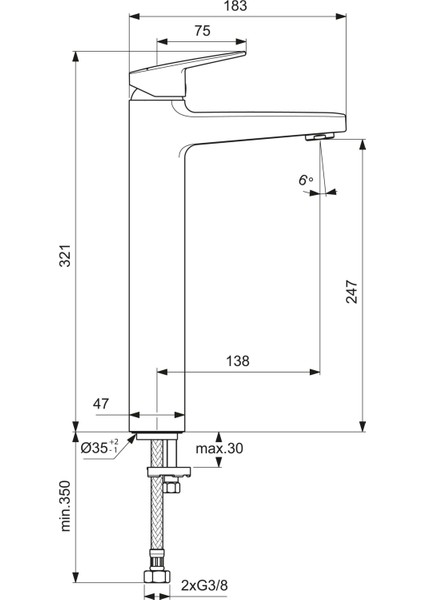 Ideal Standart Ceraplan Yüksek Lavabo Bataryası 5l/dk Sifon Kumandasız - BD236AA