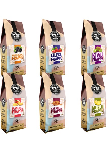 Frappe Seti Çilek, Karamel, Kivi, Mango, Muz, Böğürtlen 6'lı 250G