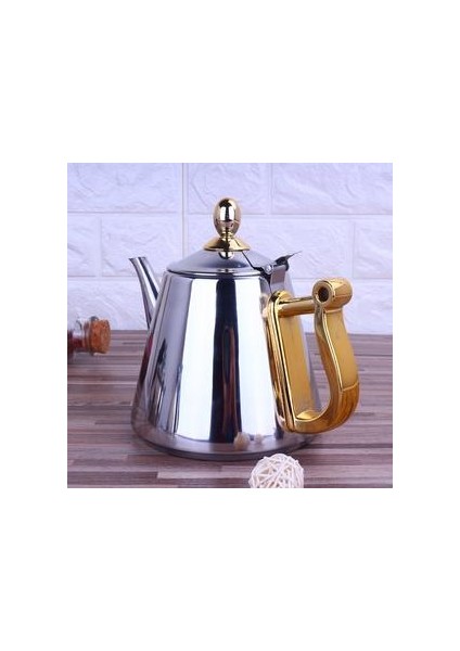 Paslanmaz Çelik Çaydanlık Su Isıtıcısı Indüksiyon Ocak Özel Gongfu Demlik Ev Filtresi ile Düz 1200ML | Çaydanlıklar