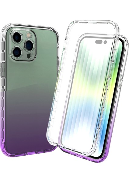 iPhone 14 Için Gradyan Desenli Tpu + Pc Telefon Kılıfı - Siyah (Yurt Dışından)