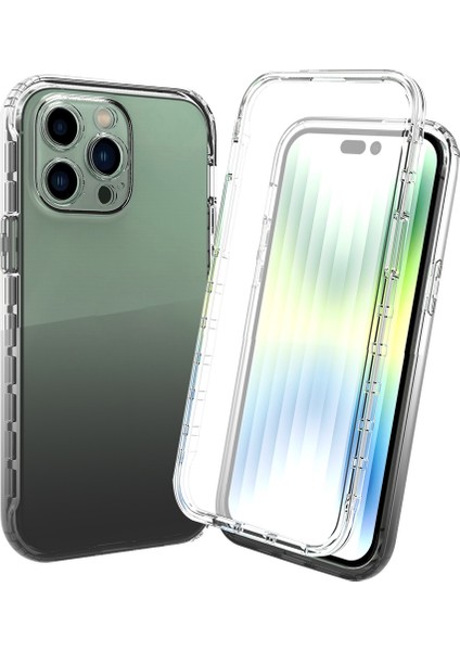 iPhone 14 Pro Max Için Gradyan Desenli Tpu + Pc Telefon Kılıfı - Siyah (Yurt Dışından)