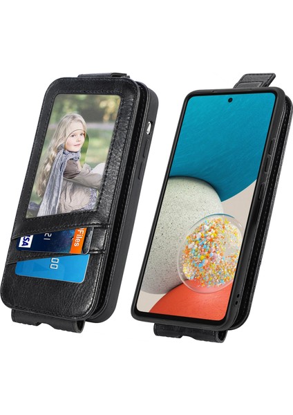 Galaxy A53 5g Için Fermuarlı Cüzdan Tasarımlı Pu + Tpu Telefon Kılıfı - Siyah (Yurt Dışından) modelleri