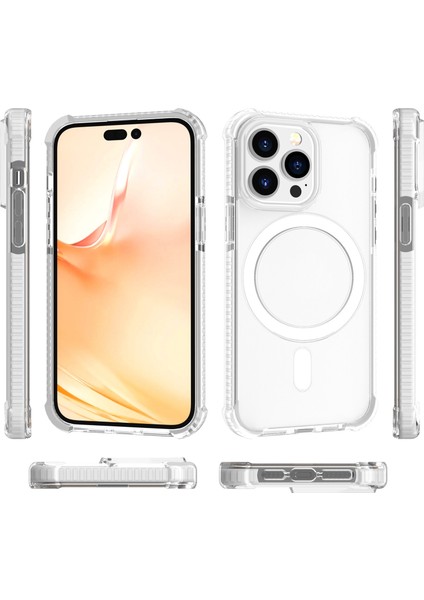 iPhone 14 Pro Için Magsafe Manyetik Akrilik Telefon Kılıfı - Şeffaf - Beyaz (Yurt Dışından) modelleri