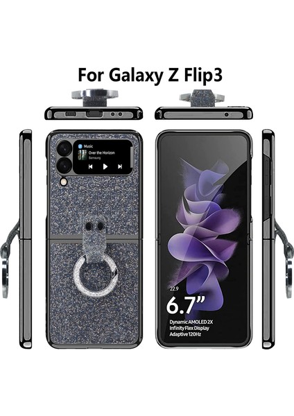 Samsung Galaxy Z Flip3 5g Mavi İçin Yüzük Toka Elmas Kılıfı (Yurt Dışından)