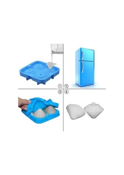 1 Adet 3D Kafatası Silikon Buz Küpü Maker Formu Için Buz Şeker Kek Pudingi Çikolata Kalıpları 4 Hücre Buz Kalıp Kare Şekil Tepsileri Kalıpları (Mavi)