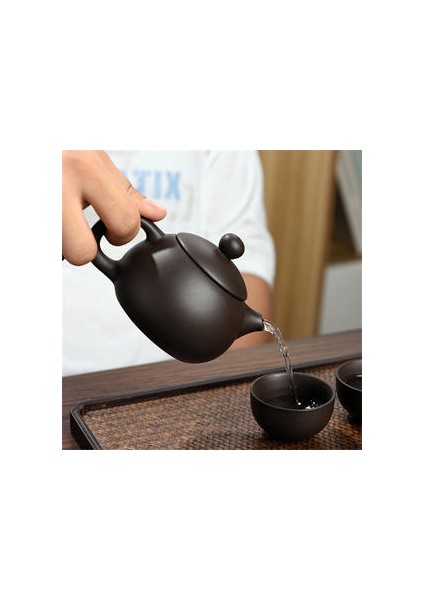 Kung Fu Çay Seti Mor Kum Çay Bardak Seramik Taşınabilir Seyahat Çaydanlık Seti Çay Caddy + Çaydanlık + Çay Bardağı Güzel Hediye | Çaydanlıklar