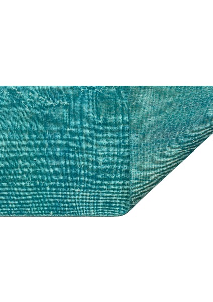 %100 Yün El Dokuma Eskitme Vintage Halı Turkuaz Rengi 138 x 253 cm 8721 modelleri