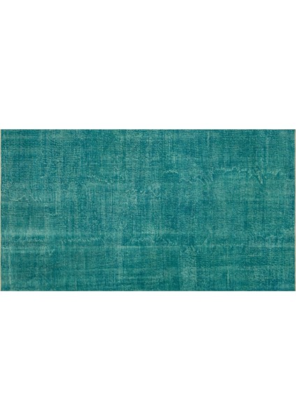%100 Yün El Dokuma Eskitme Vintage Halı Turkuaz Rengi 138 x 253 cm 8721 fiyatları