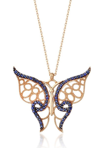 0.38 Karat Safir Kelebek Kolye